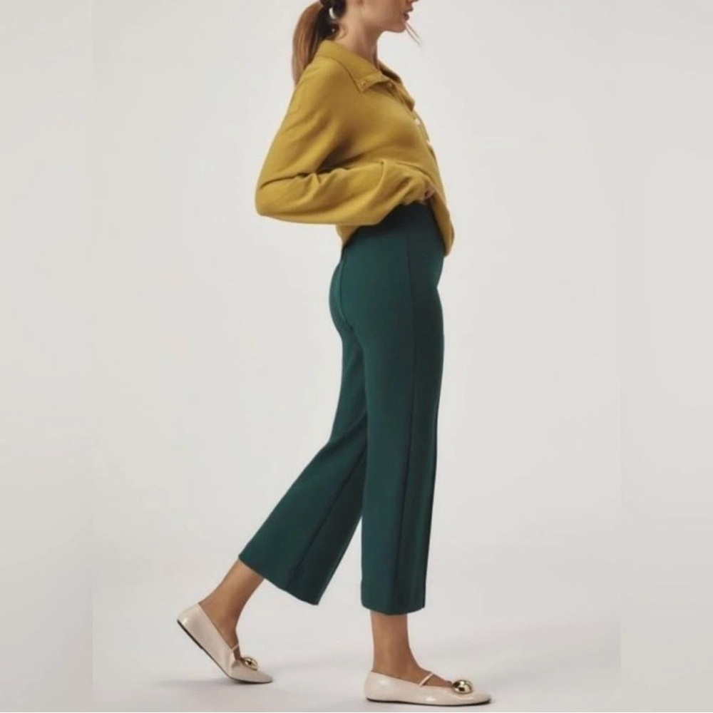 Anthropologie Maeve Margot Kick Flare Pull on Pant Forest Green